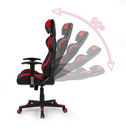 Modern Red Ergonomic Executive Gaming Chair with Footrest Synthetic Leather 3-Stage Gas Lift & Revolving