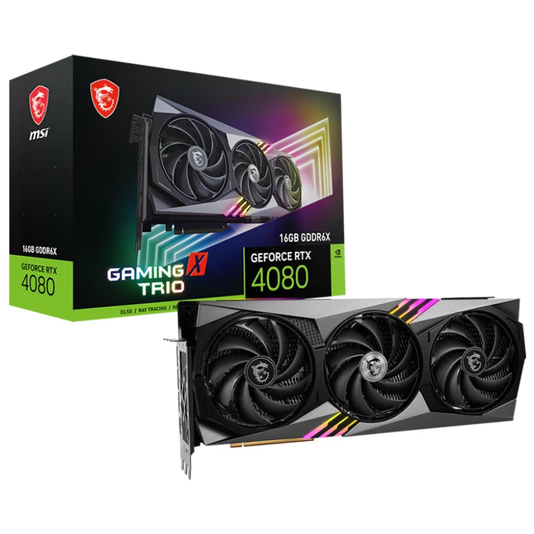 Used MSI GeForce RTX 4080 16GB GAMING X TRIO Graphics Card With 16GB GDDR6X 256-bit Memory Support OverClock