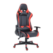 Modern Red Ergonomic Executive Gaming Chair with Footrest Synthetic Leather 3-Stage Gas Lift & Revolving