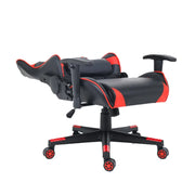 Modern Red Ergonomic Executive Gaming Chair with Footrest Synthetic Leather 3-Stage Gas Lift & Revolving